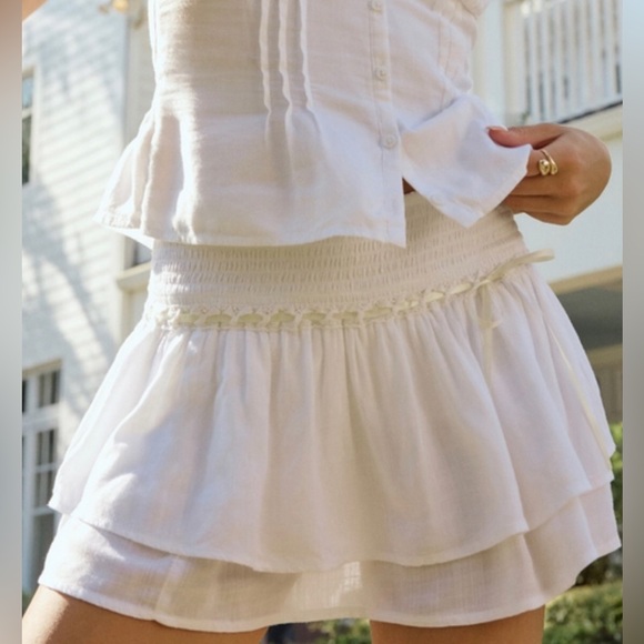 White Ruffled Mini Skirt - Picture 1 of 7